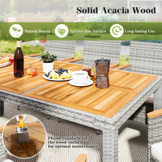 9 Pieces Patio PE Wicker Dining Set for Deck  Garden and Yard-White