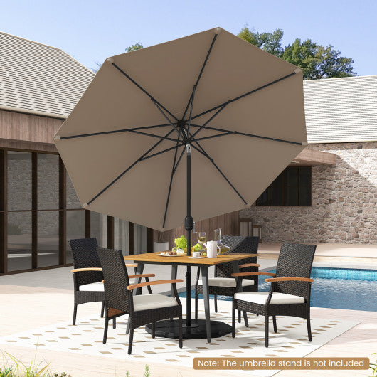 9 ft Outdoor Market Patio Table Umbrella Push Button Tilt Crank Lift-Tan