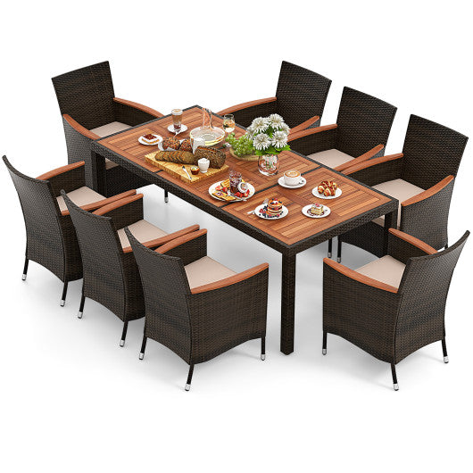 9 Piece Outdoor Dining Set with Umbrella Hole