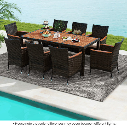 9 Piece Outdoor Dining Set with Umbrella Hole