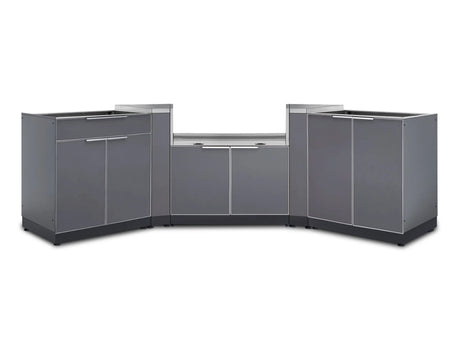 Outdoor Kitchen Aluminum 5 Piece Cabinet Set with 2-Door, Bar, Grill and Corner Cabinets