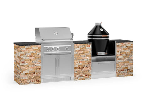 Outdoor Kitchen Signature Series 9 Piece Cabinet Set with Kamado, Platinum Grill and Grill Cabinet