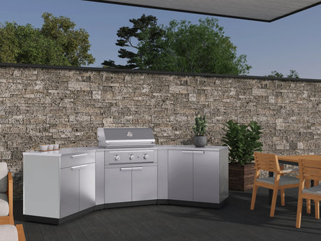 Outdoor Kitchen Stainless Steel 5 Piece Cabinet Set with 2-Door, Bar, Grill and Corner Cabinets