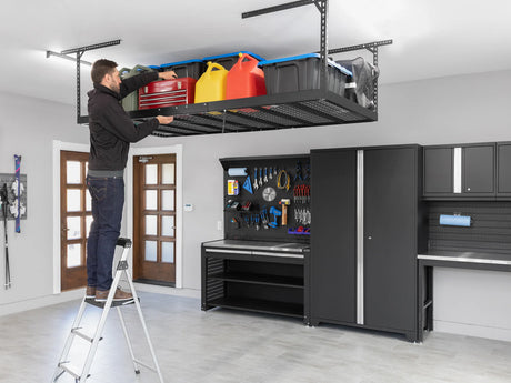 Versarac Pro 4 Ft. X 8 Ft. Height-Adjustable Overhead Rack in Black
