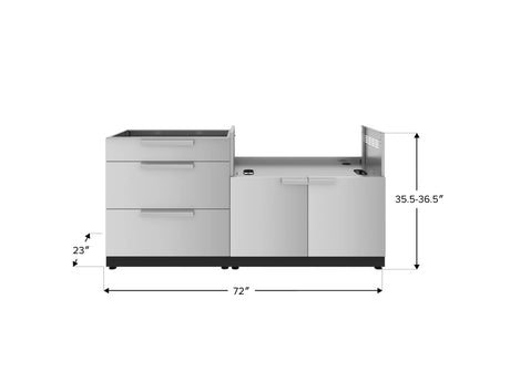 Outdoor Kitchen Stainless-Steel 2 Piece Cabinet Set with 3 Drawer and Grill Cabinet