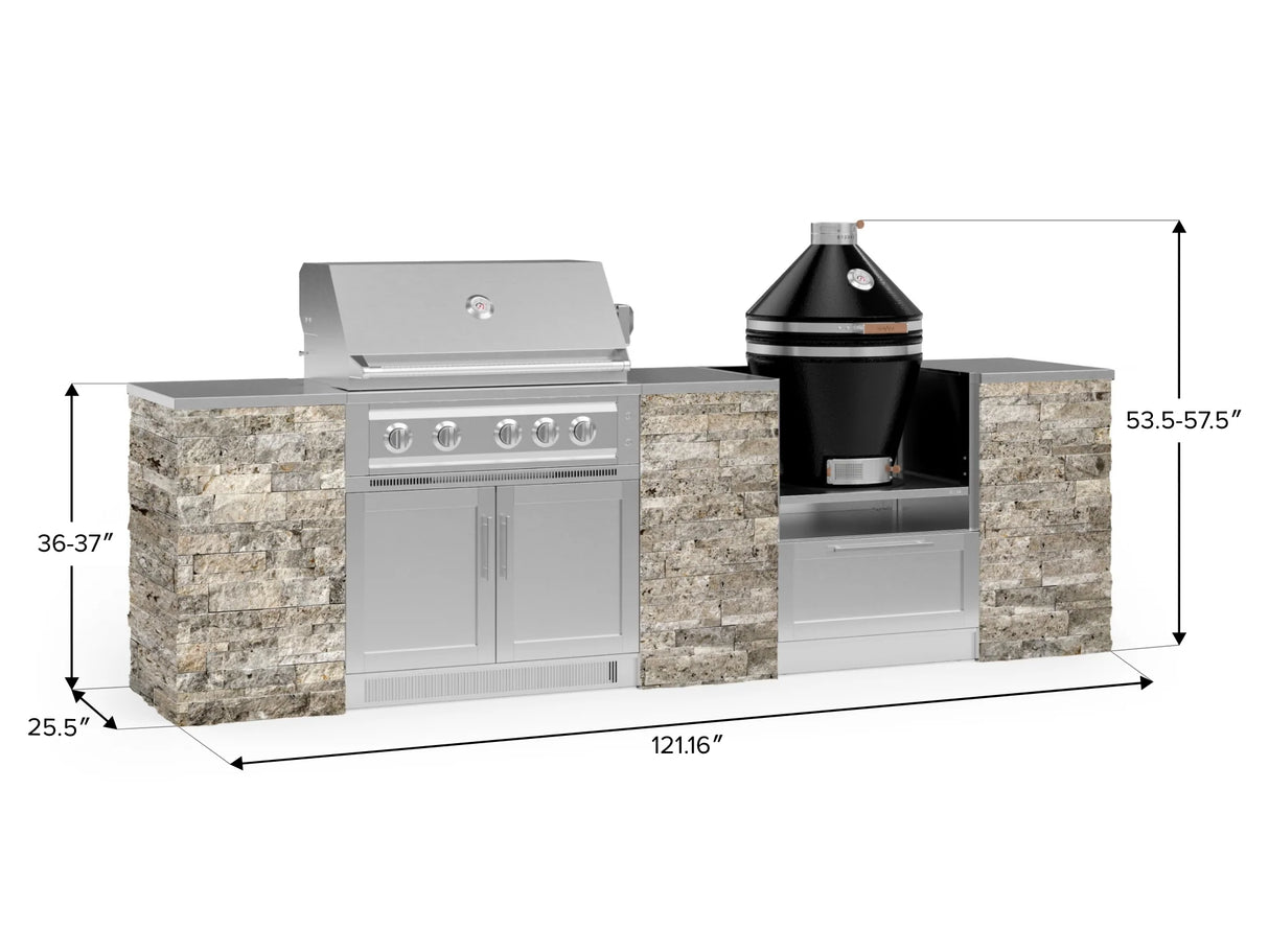 Outdoor Kitchen Signature Series 9 Piece Cabinet Set with Kamado, Platinum Grill and Grill Cabinet