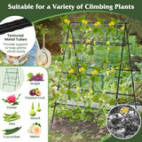 A-Frame Garden Cucumber Trellis with Netting for Climbing Plants Outdoor-Black