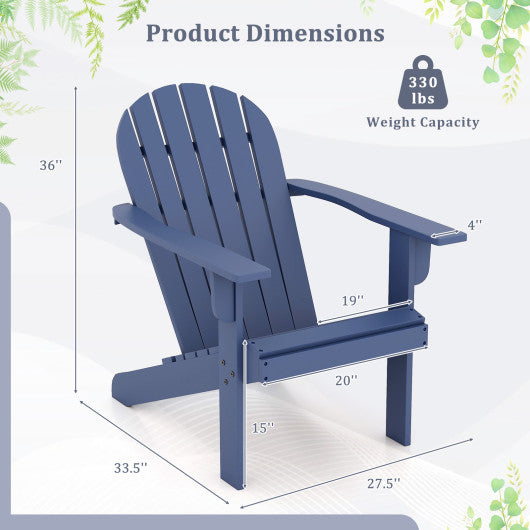 Acacia Wood Lounge Patio Adirondack Chair with Inclined Seat-Blue