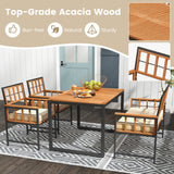4 Pieces Acacia Wood Patio Dining Set with 1 Rectangular Table-Natural