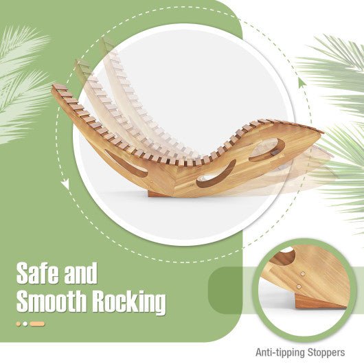 Acacia Wood Patio Rocking Sun Lounger Chaise Lounge with Ergonomic Curved Seat