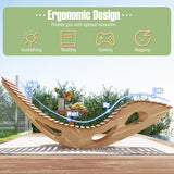 Acacia Wood Patio Rocking Sun Lounger Chaise Lounge with Ergonomic Curved Seat