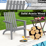 Outdoor Durable Patio Acacia Wood Adirondack Lounge Armchair-Gray