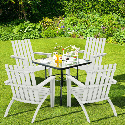 Outdoor Durable Patio Acacia Wood Adirondack Lounge Armchair-White