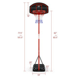 Adjustable Basketball Hoop System Stand Portable with 2 Wheels Fillable Base-Black & Red