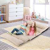 Adjustable Floor Sofa Bed with 2 Lumbar Pillows-Beige