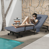 Adjustable Folding Guest Bed Frame with Mattress and Wheels-Gray