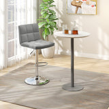 Armless PU Leather Bar Stool with Adjustable Height and Swivel Seat-Gray