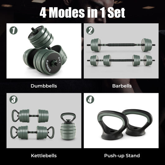 4 in 1 Adjustable Weight Dumbbell Set-Black