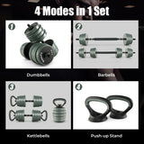 4 in 1 Adjustable Weight Dumbbell Set-Black