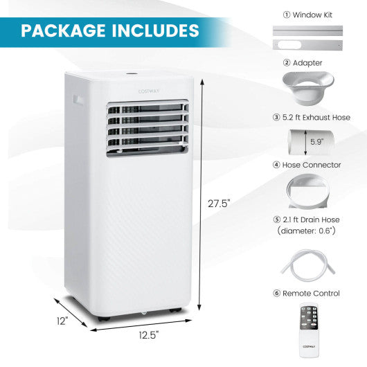 10000 BTU 4-in-1 Portable Air Conditioner with Dehumidifier and Sleep Mode-White