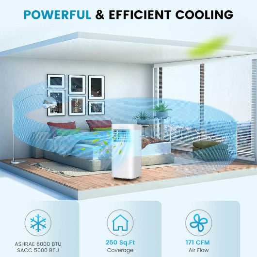 10000 BTU 4-in-1 Portable Air Conditioner with Dehumidifier and Sleep Mode-White