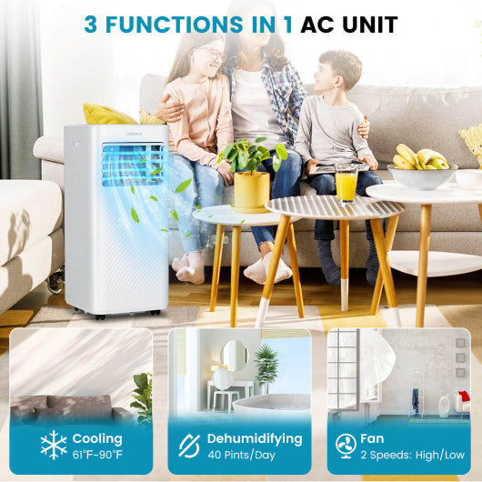 10000 BTU 4-in-1 Portable Air Conditioner with Dehumidifier and Sleep Mode-White