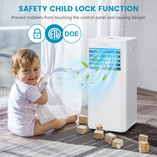 10000 BTU 4-in-1 Portable Air Conditioner with Dehumidifier and Sleep Mode-White