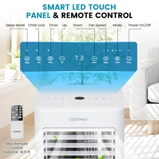 4-in-1 8000 BTU Air Conditioner with Cool Fan Dehumidifier and Sleep Mode-White