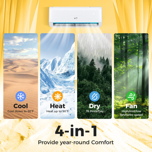 Airtural Series 24000 BTU 21 SEER2 Ductless Mini Split Air Conditioner Heater Energy Star Certified WiFi Enabled