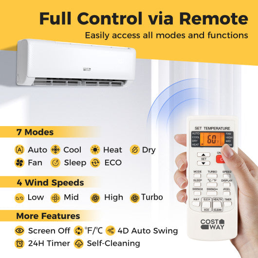 Airtural Series 24000 BTU 21 SEER2 Ductless Mini Split Air Conditioner Heater Energy Star Certified WiFi Enabled