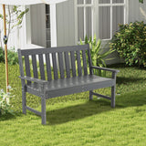 52 Inch All-Weather HDPE Outdoor Bench with Backrest and Armrests-Gray