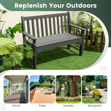 All-Weather HDPE 2-Person Garden Bench with Backrest and Armrests-Gray