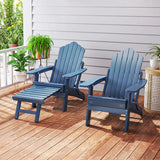 All-Weather HIPS Patio Adirondack Lounge Chair with Retractable Footrest-Navy