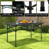 Aluminum Camping Table for 4-6 People with Carry Bag-Black