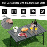 Aluminum Camping Table for 4-6 People with Carry Bag-Black