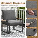 3 Pieces Aluminum Frame Weatherproof Outdoor Conversation Set with Soft Cushions-Gray