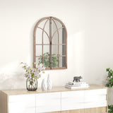 Arched Window Pane Mirror Wall Mounted for Living Room and Entryway-Natural