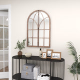 Arched Window Pane Mirror Wall Mounted for Living Room and Entryway-Natural