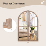Arched Window Pane Mirror Wall Mounted for Living Room and Entryway-Natural