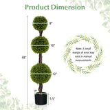 4 FT Artificial Ball Shape Bush Tree with Lush PE leaves and Trunk