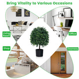 Artificial Boxwood Topiary Ball Tree Faux Bushes Ball Plants with UV Rated Leaves