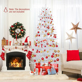 7 FT Artificial Pre-lit Christmas Tree Hinged Xmas Tree with 820 Coral-like Branch Tips