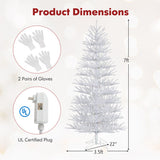 7 FT Artificial Pre-lit Christmas Tree Hinged Xmas Tree with 820 Coral-like Branch Tips