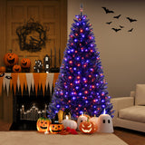 6/7/8 Feet Artificial Christmas Tree with 6 Lighting Modes and Spooky Sounds-7 ft