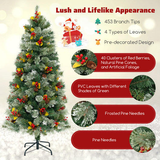 5/7.5/9 FT Pre-Lit Artificial Christmas Tree with 453/1096/1416 PVC and Pine Needles-S