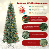 5/7.5/9 FT Pre-Lit Artificial Christmas Tree with 453/1096/1416 PVC and Pine Needles-XL