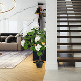 Artificial Hydrangea Tree Fake Floral Plant with 11 White Flowers-White