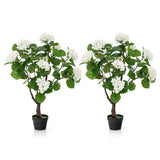 Artificial Hydrangea Tree Fake Floral Plant with 11 White Flowers-White