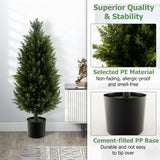 3 Feet Artificial Topiary Cedar Tree with Cement Plastic Pot and Faux Moss-Green