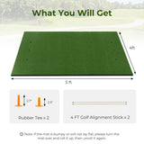 Artificial Turf Mat for Indoor and Outdoor Golf Practice Includes 2 Rubber Tees and 2 Alignment Sticks-25mm